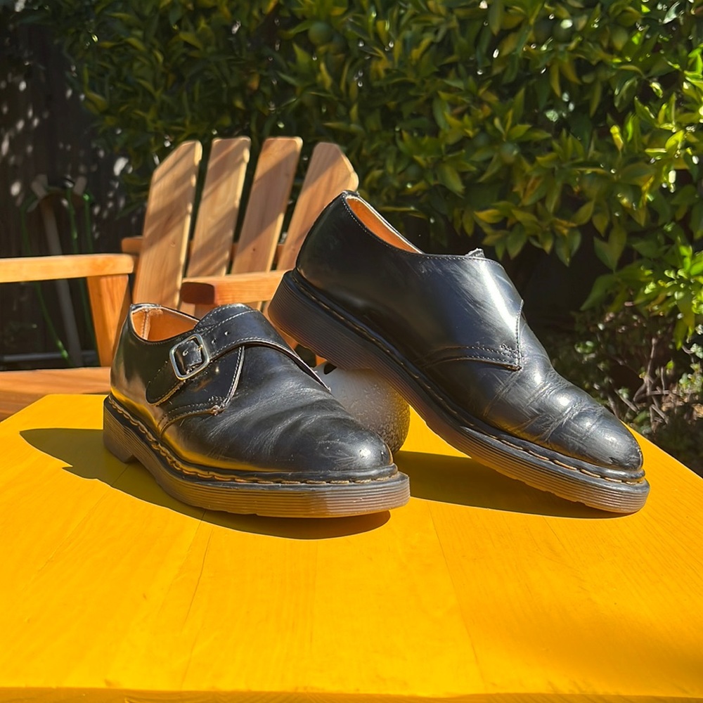 Dr Martens Black Monk Strap Shoes Made in England